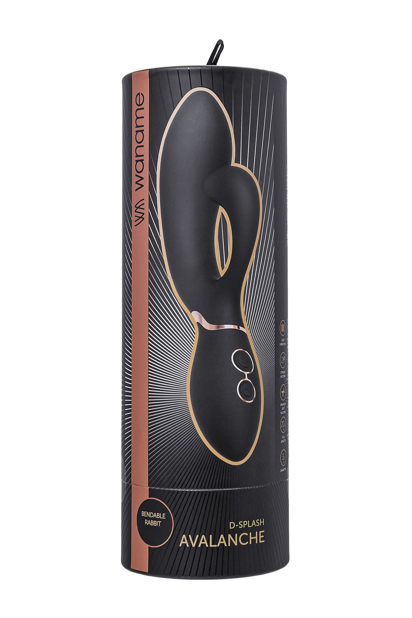 вибратор-кролик waname d-splash avalanche, силикон, черный, 20,5 см в 