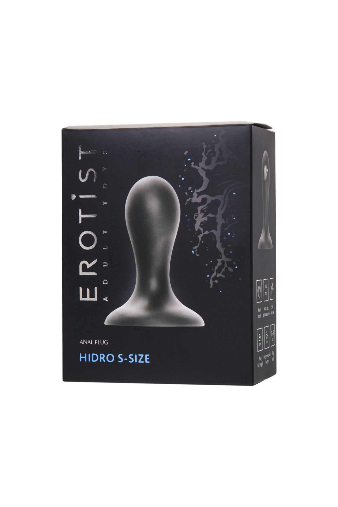 анальная втулка erotist hidro s, силикон, чёрный, 8,5 см в 