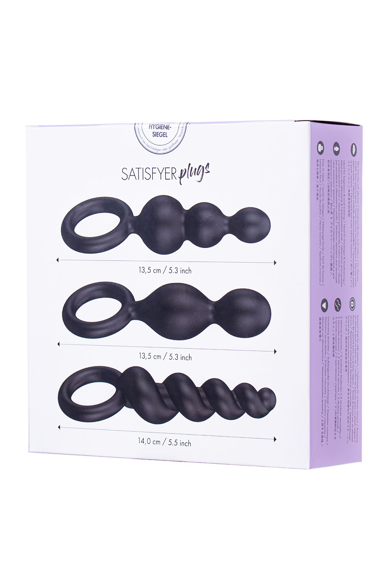 набор анальных плагов satisfyer, силикон, чёрный, 13,5 см. в 