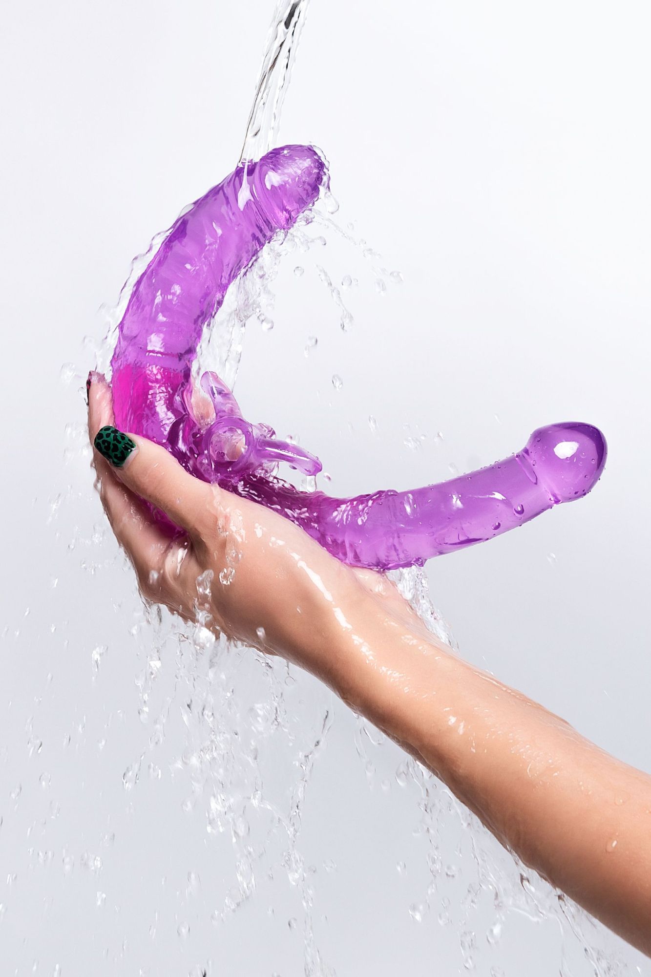 фаллоимитатор двусторонний с вибропулей toyfa double dildo with vibro bullet, tpr, фиолетовый, 35 см в 