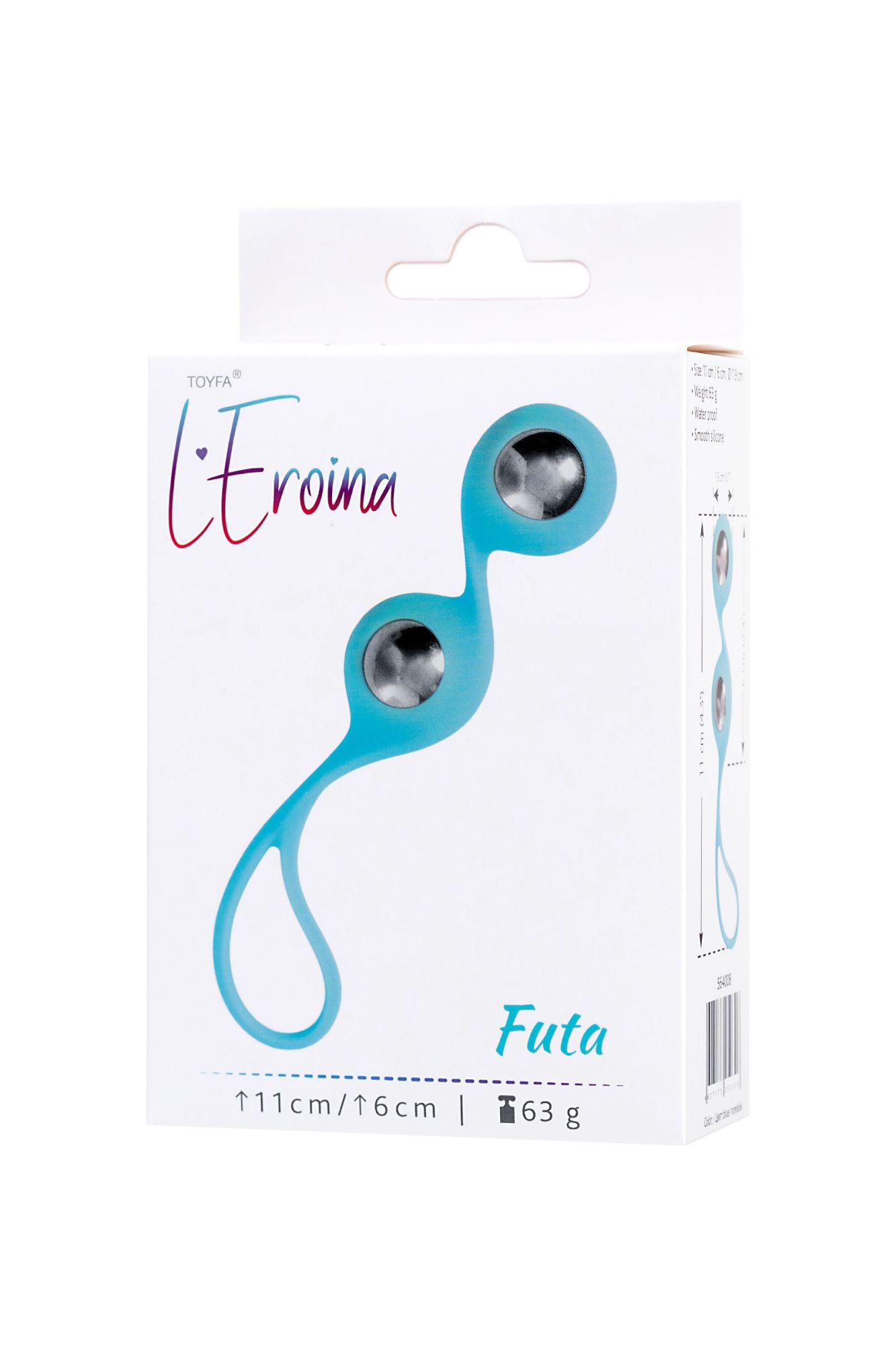 вагинальные шарики l'eroina by toyfa futa, силикон, голубой, 11 см в 
