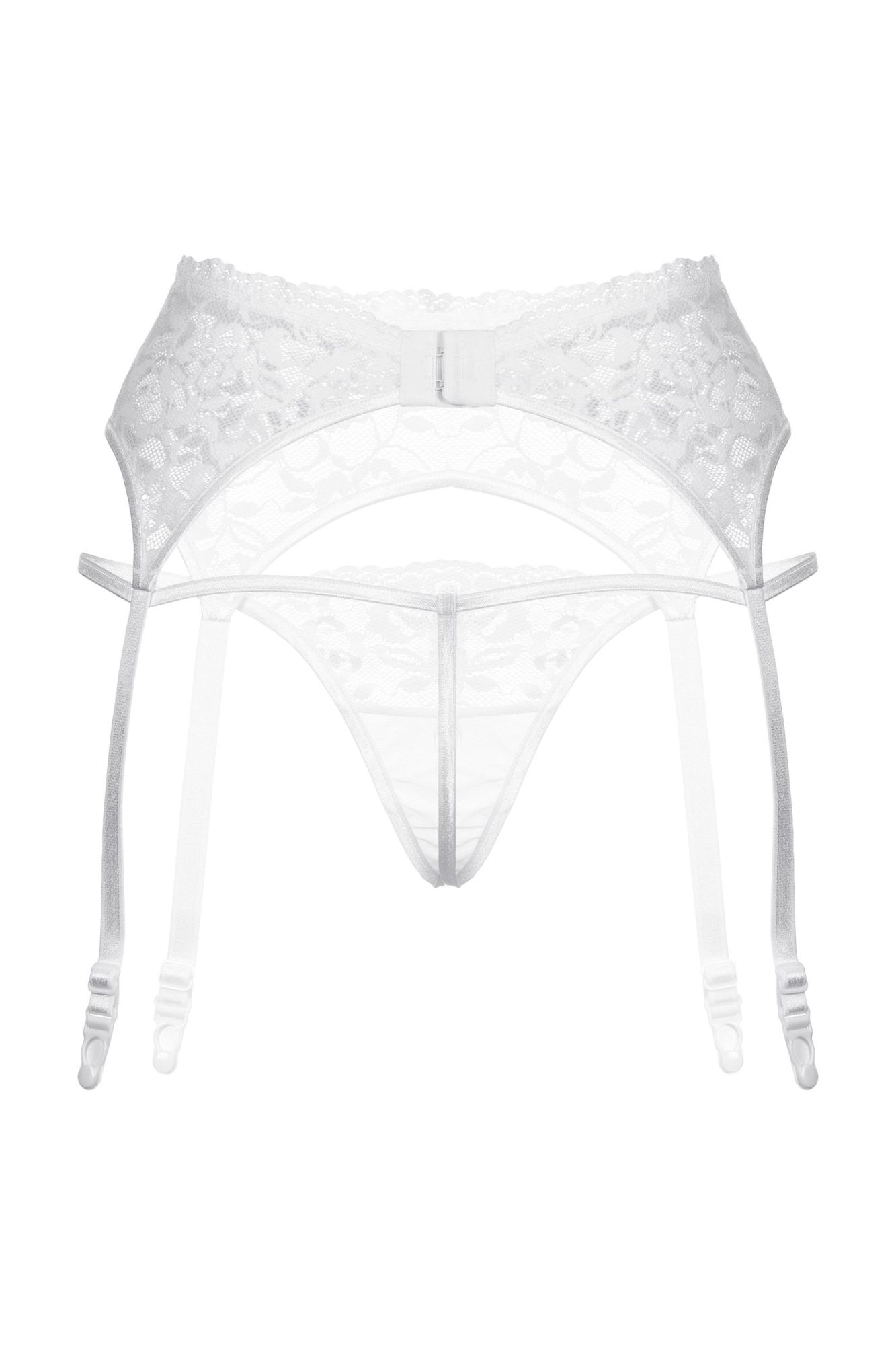 Эротическое пояс для чулок и стринги softline collection кружевные, белый, m/l в 