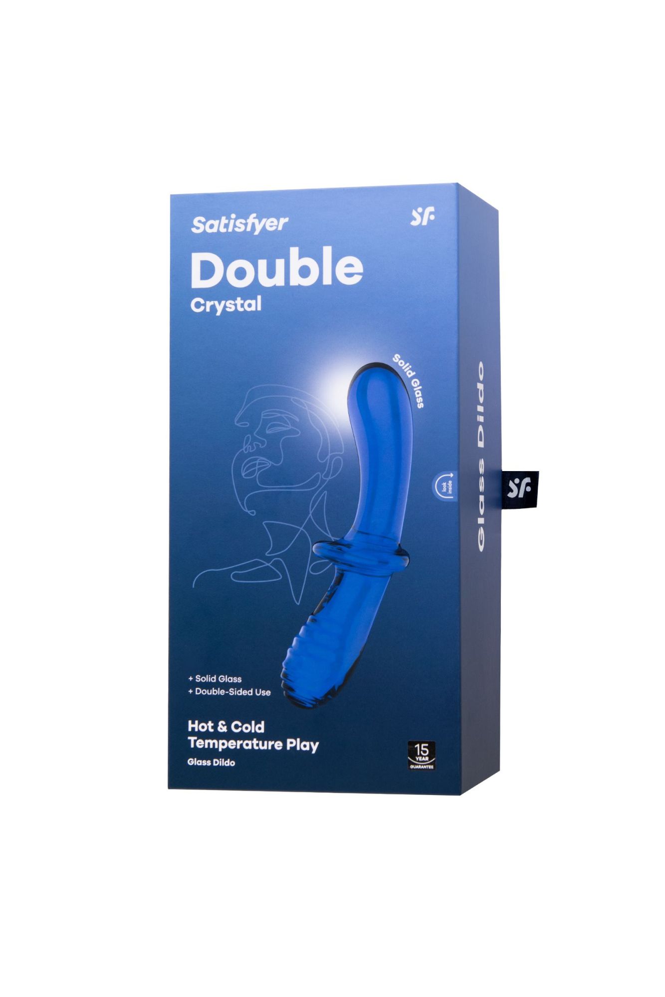 стеклянный двухсторонний стимулятор satisfyer double crystal, голубой в 