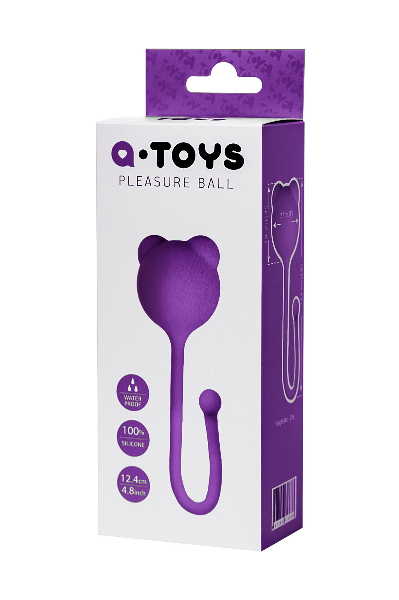 вагинальный шарик a-toys by toyfa tigo, силикон, фиолетовый, 12,4 см, ø 2,7 см в 
