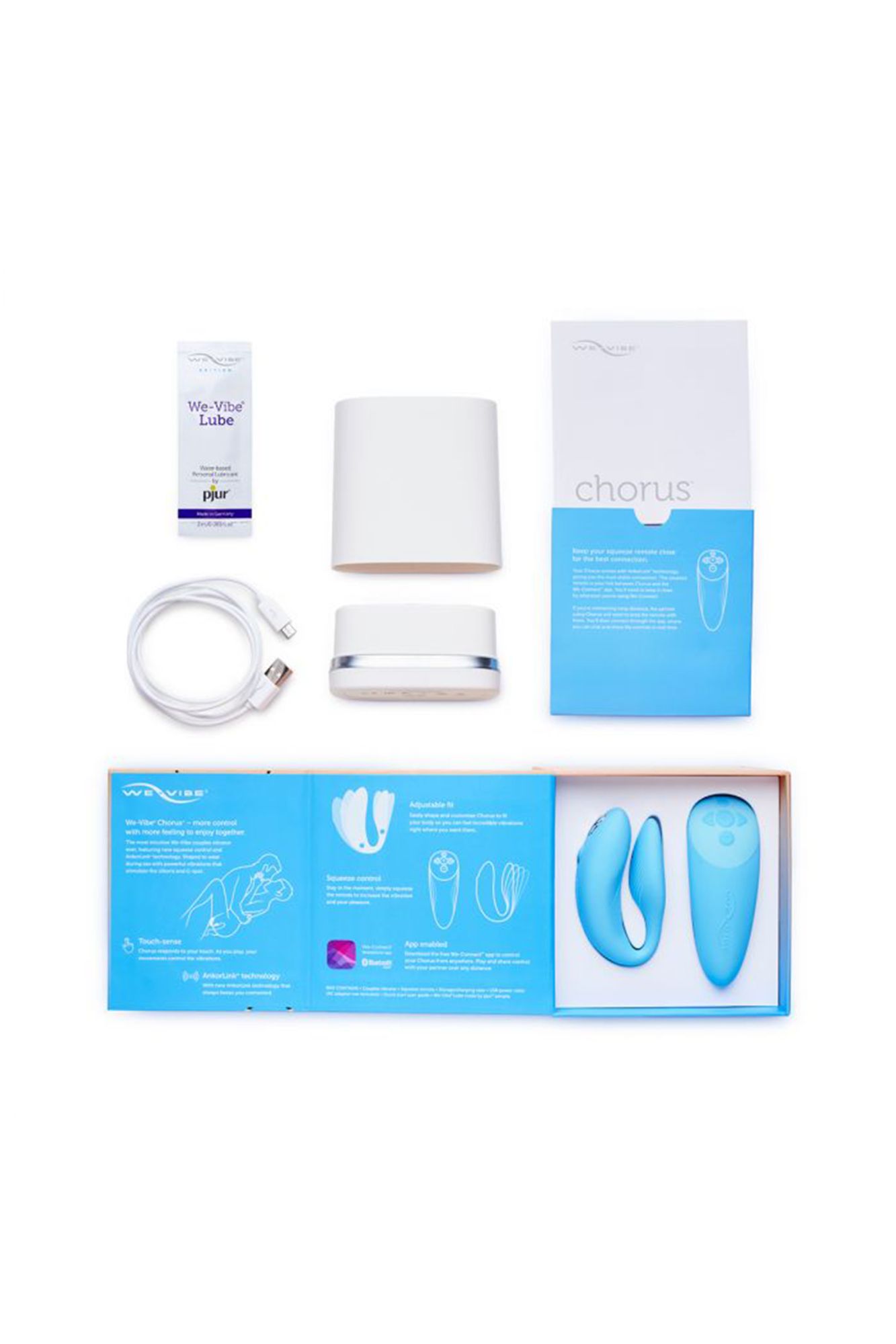 вибратор we-vibe chorus силикон, голубой, 11 см в 