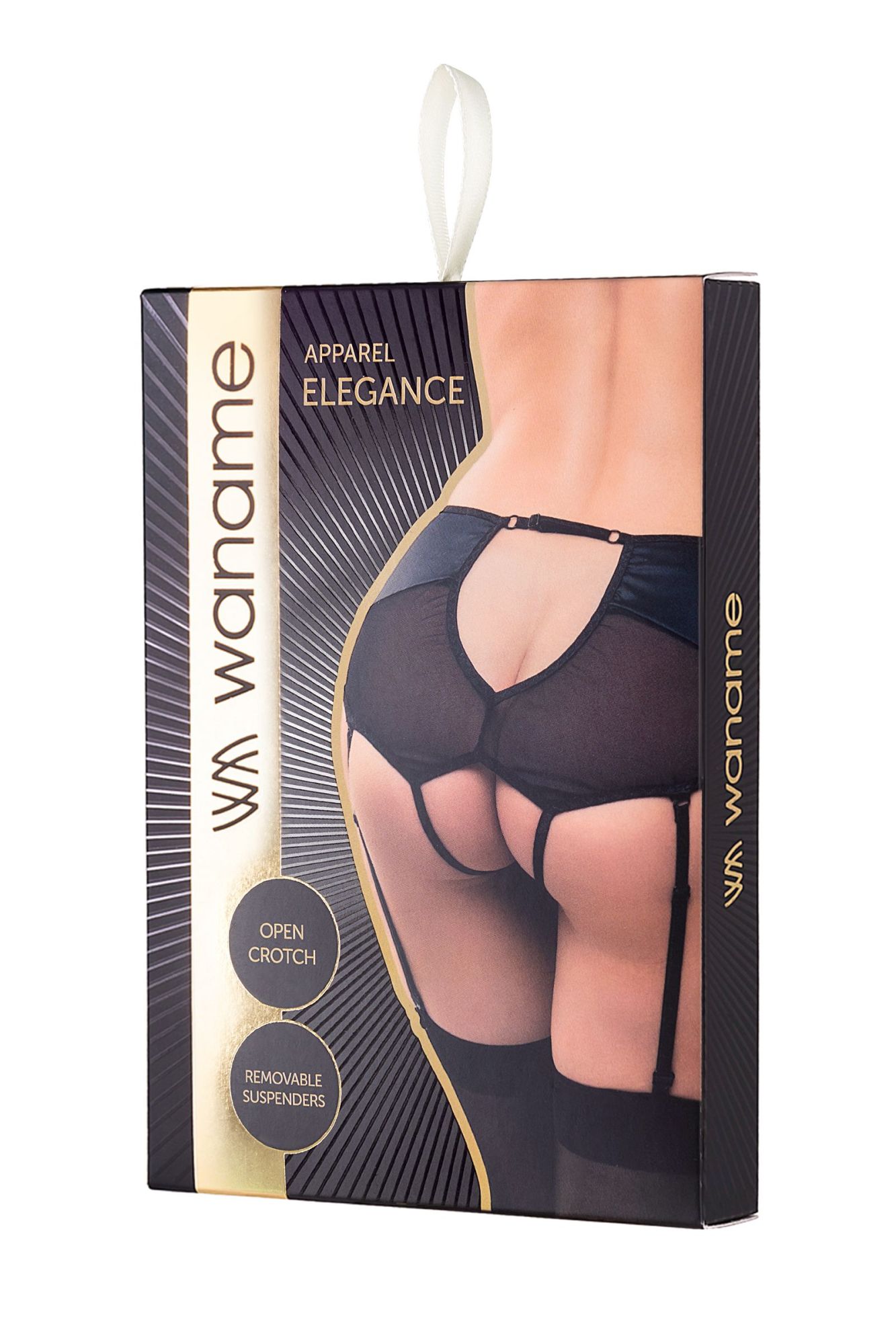 Эротическое эротические трусики-пояс для чулок waname elegance с высокой посадкой, черные 46-48 в 