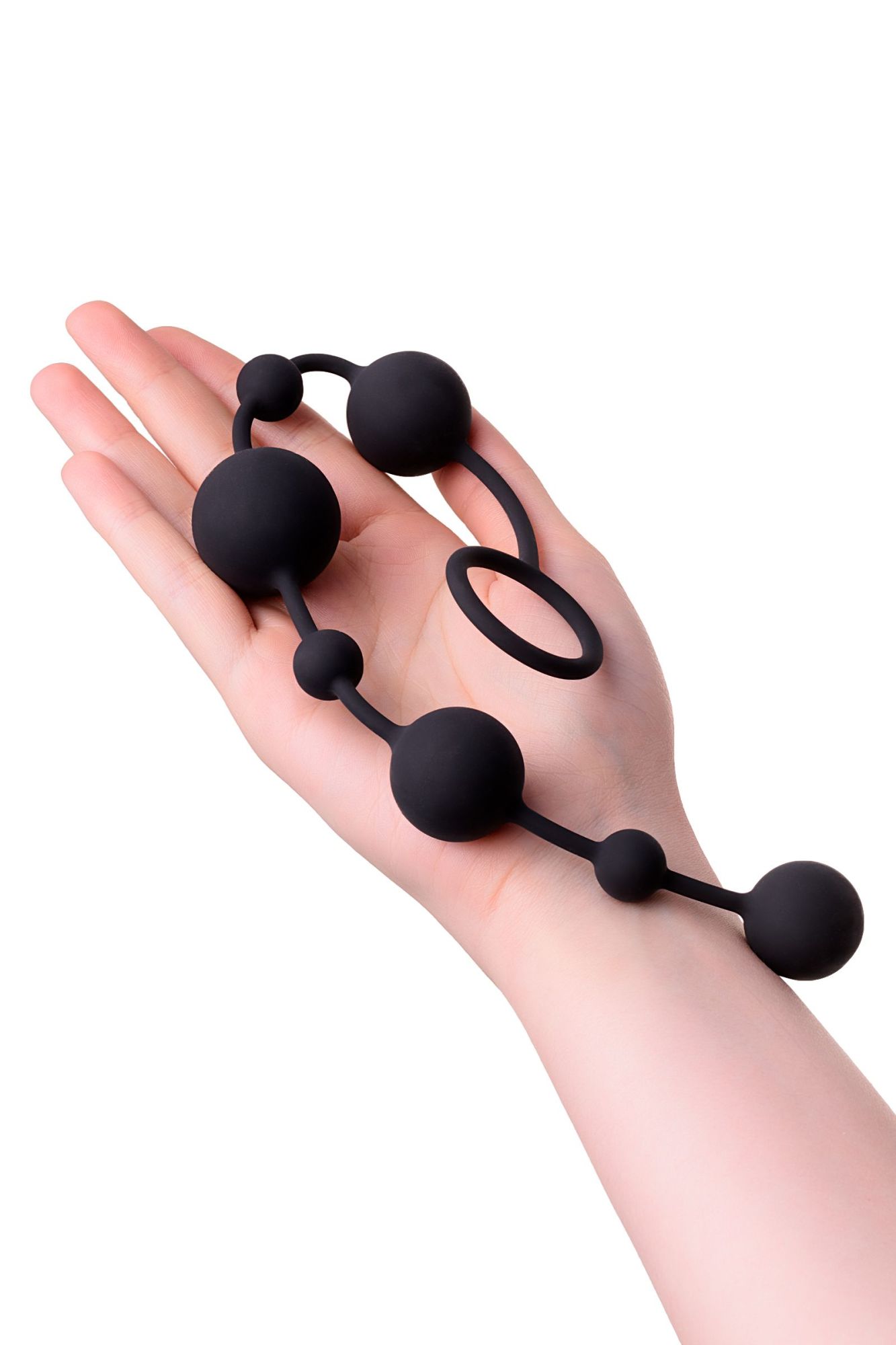 анальная цепочка toyfa a-toys coron, силикон, черный, 35,9см в 