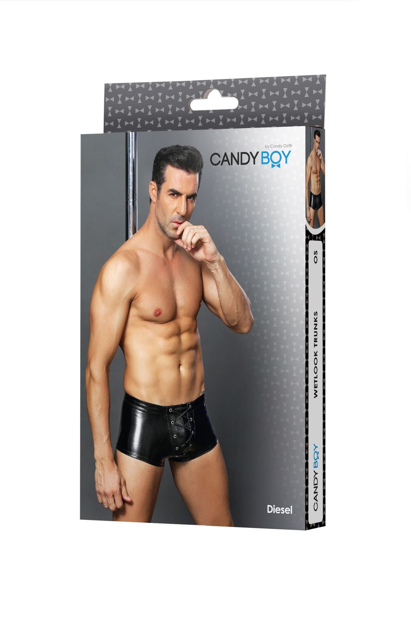 Эротическое боксеры wetlook candy boy diesel с шнуровкой, черные, os в 