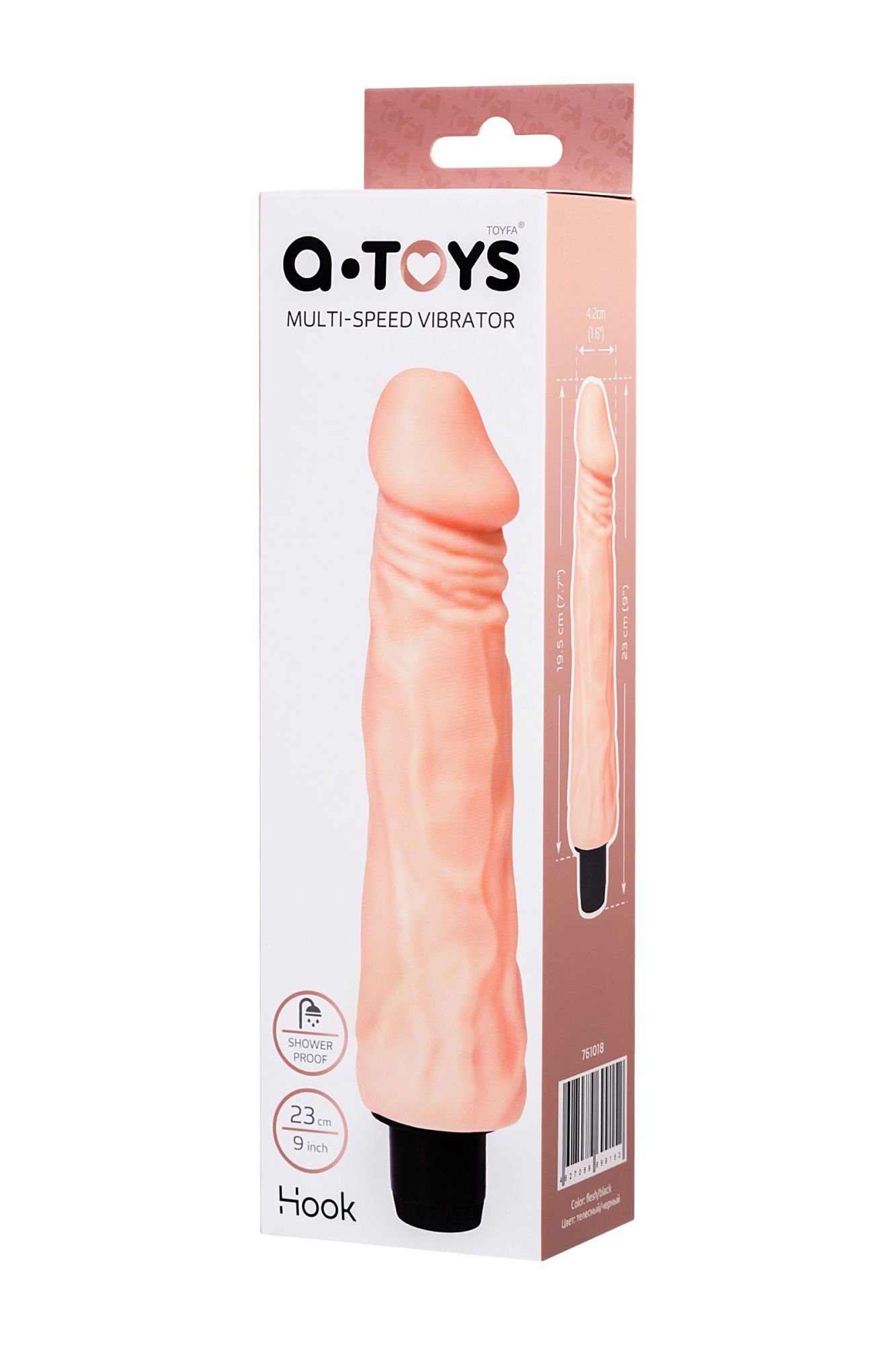 реалистичный вибратор toyfa a-toys hook, tpe, телесный, 23 см в 