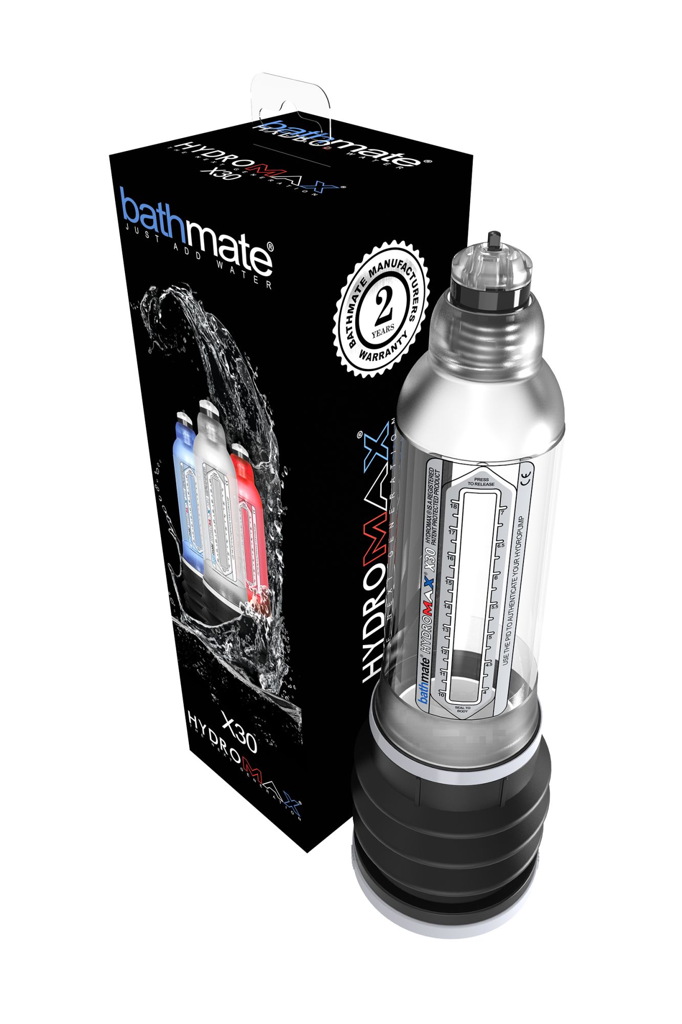 гидропомпа bathmate hydromax x30, прозрачная, 30 см в 