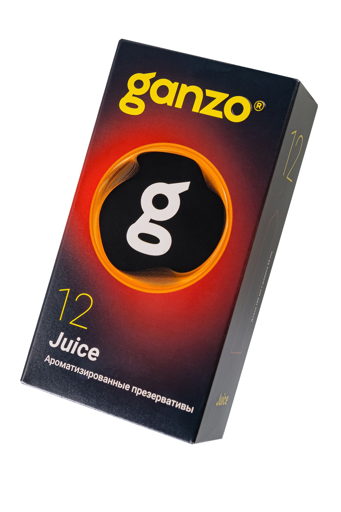 презервативы ganzo, juice, латекс, аромат, 18 см, 5,2 см, 12 шт. в 