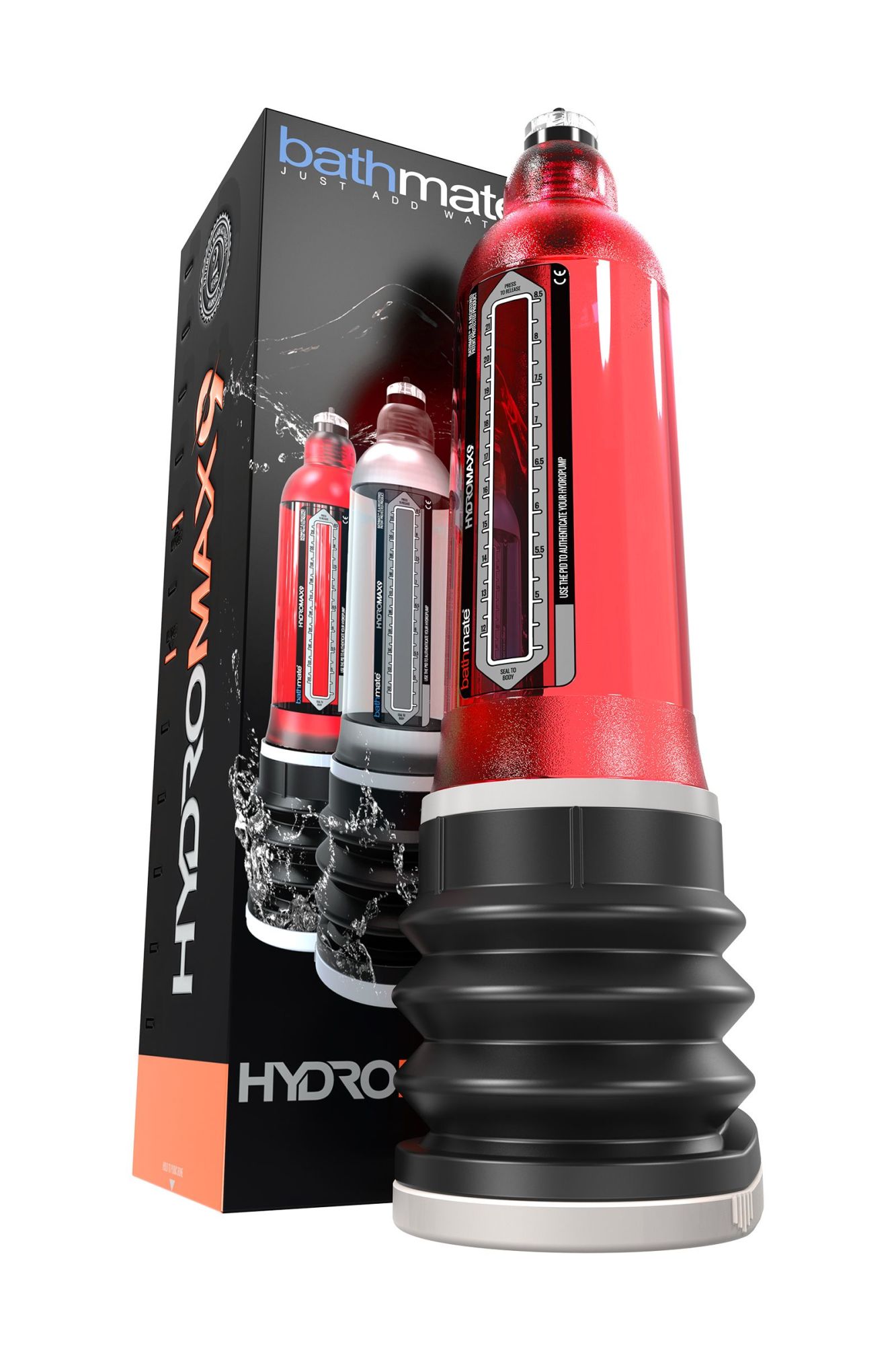 гидропомпа bathmate hydromax9, abs пластик, красный, 32,5 см (аналог hydromax x40) в 