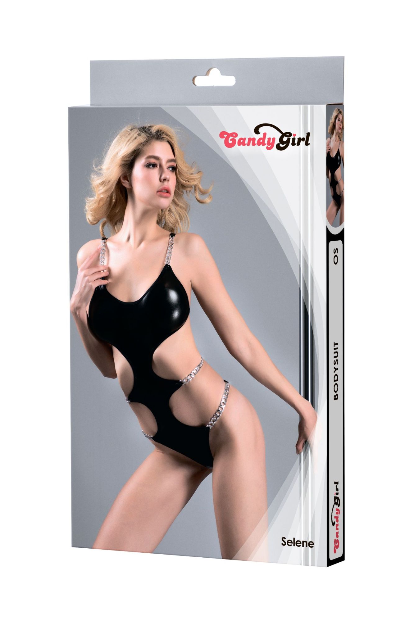 Эротическое боди с металлическими цепочками candy girl selene черное, os в 