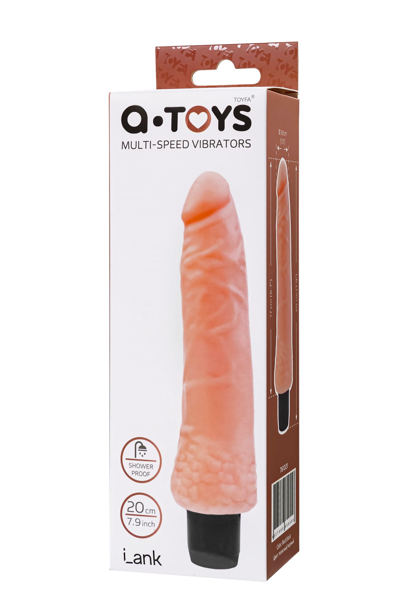реалистичный вибратор toyfa a-toys lank, tpe, телесный, 20 см в 