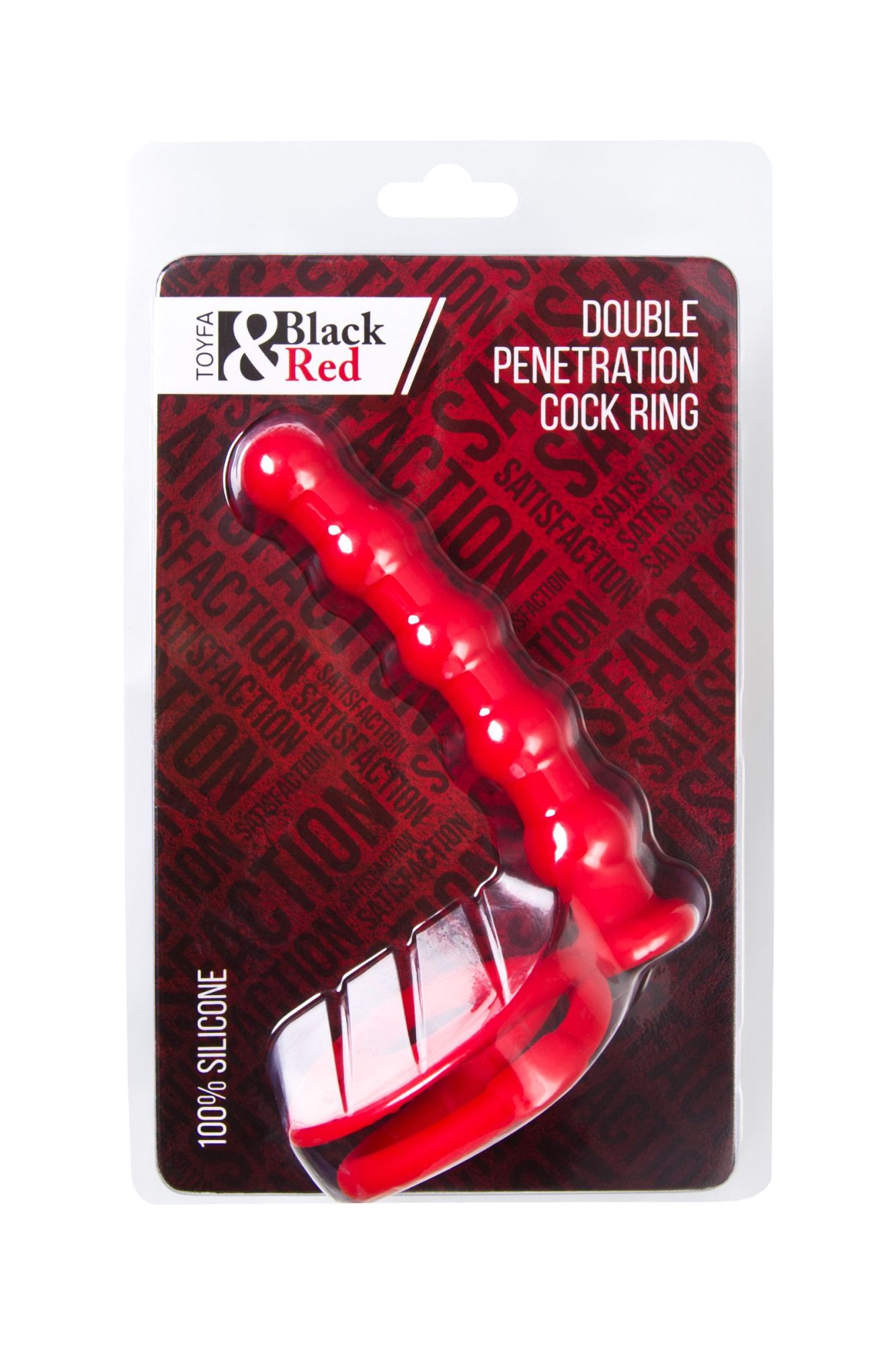 насадка на пенис для двойного проникновения black&red by toyfa, силикон, красная, 19,5 см в 