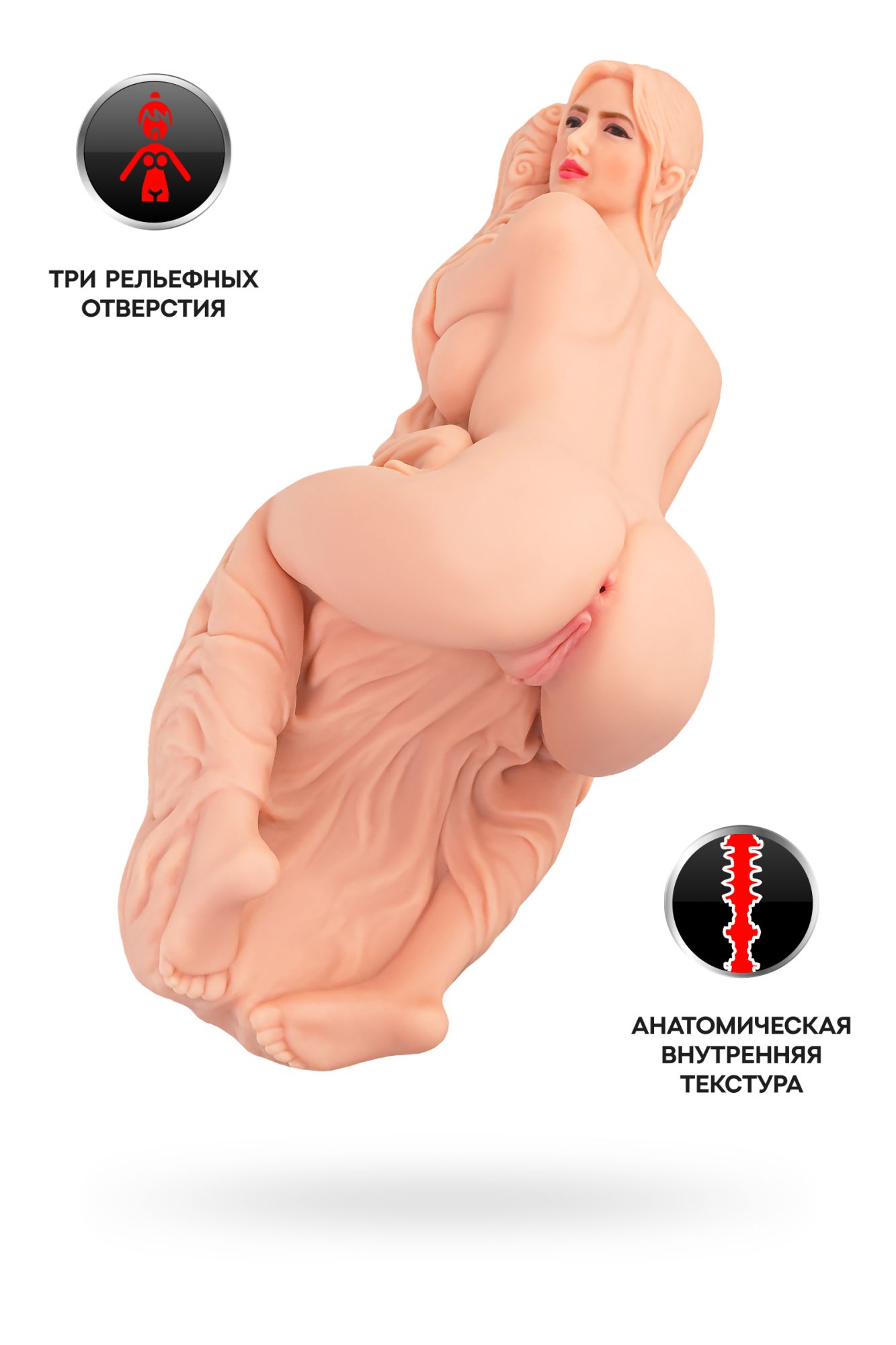 мастурбатор реалистичный kokos valentina, tpr, телесный, 42 см в 