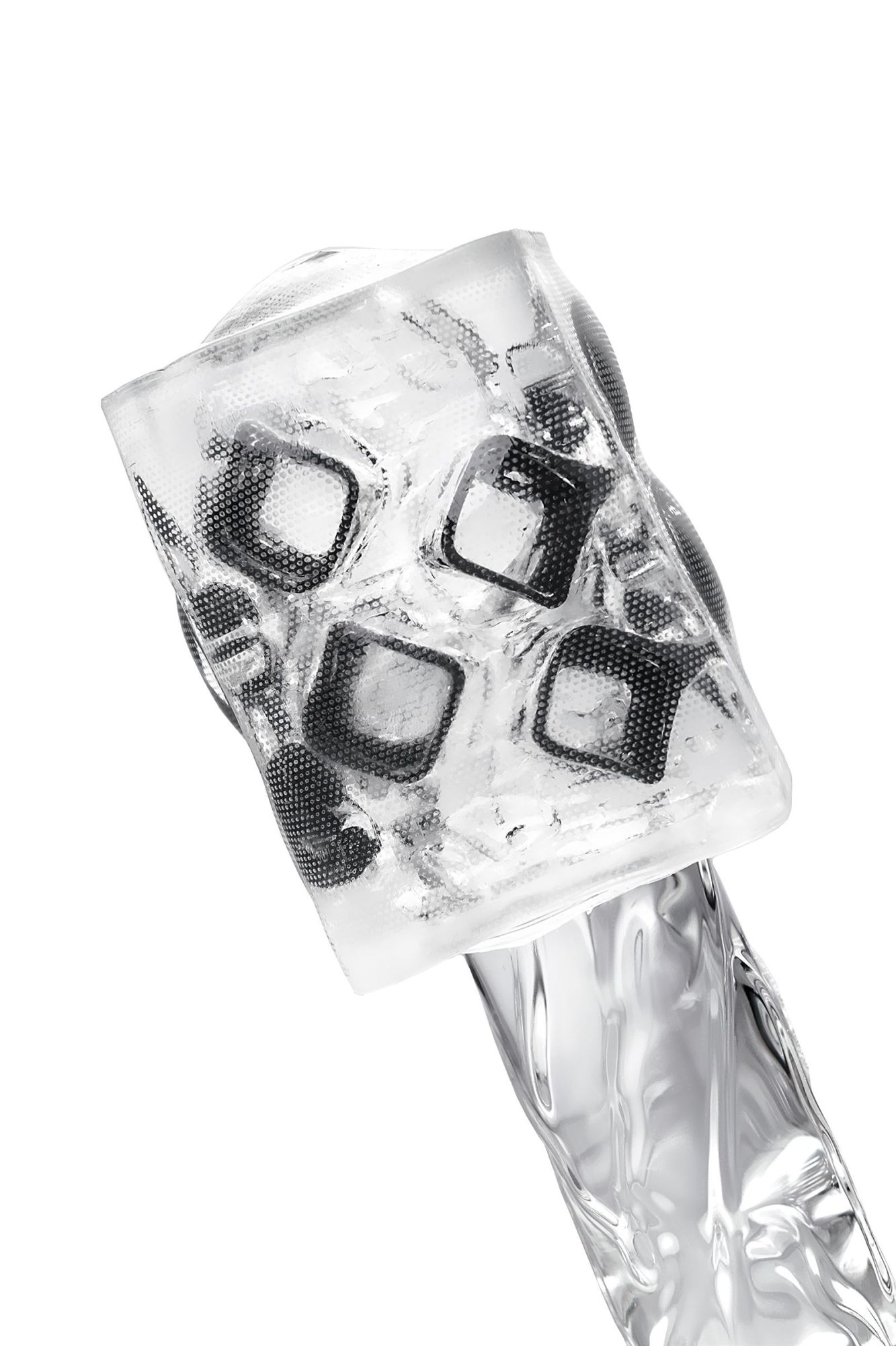 нереалистичный мастурбатор tenga crysta block, tpe, прозрачный, 15,5 см в 
