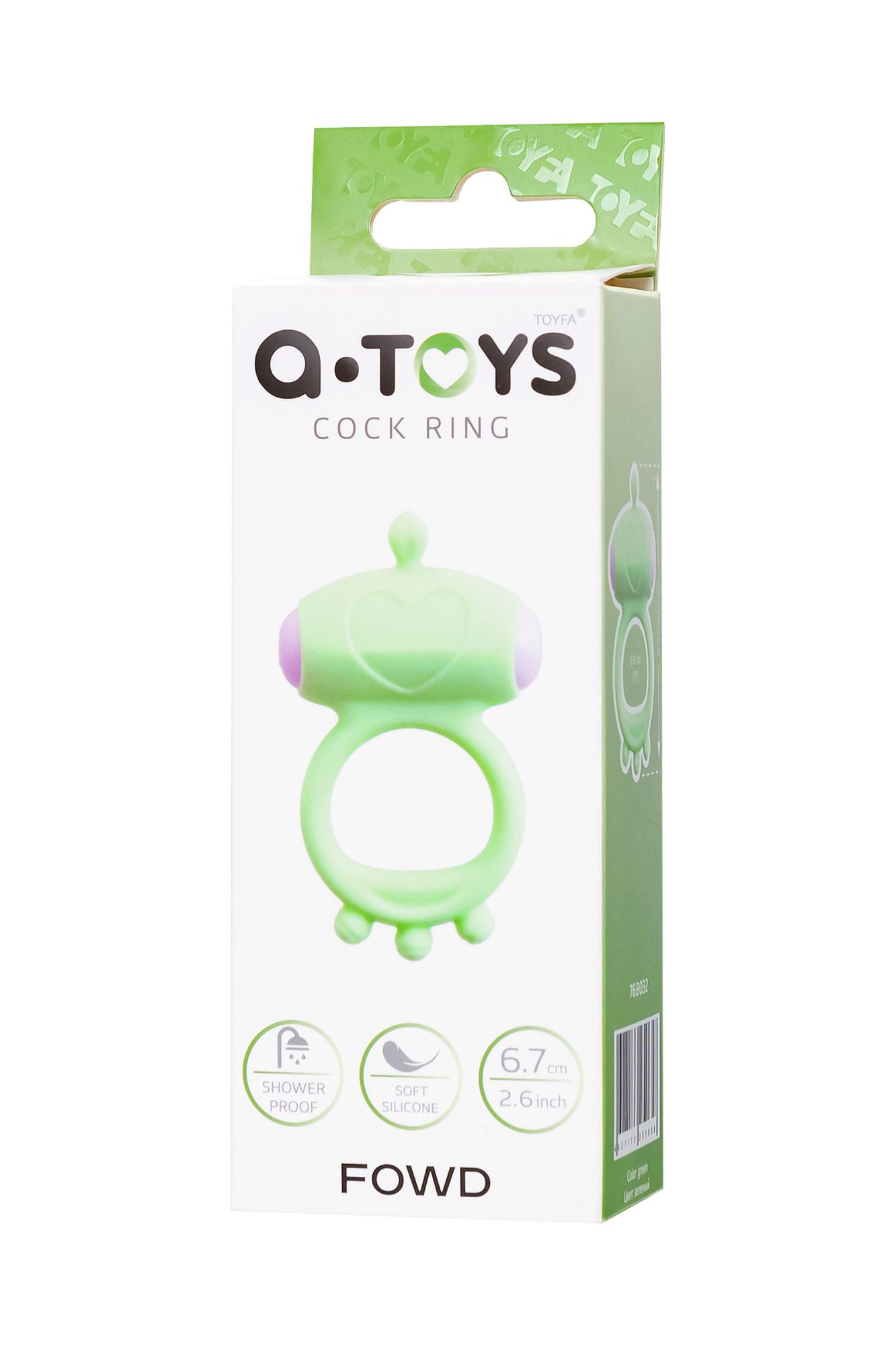виброкольцо на пенис a-toys by toyfa fowd, силикон, зеленое, ø 2,6 см в 